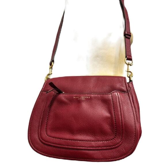 Like new Marc Jacobs Recruit Nomad Saddle Pebble Leather Red Crossbody Bag - Picture 1 of 10